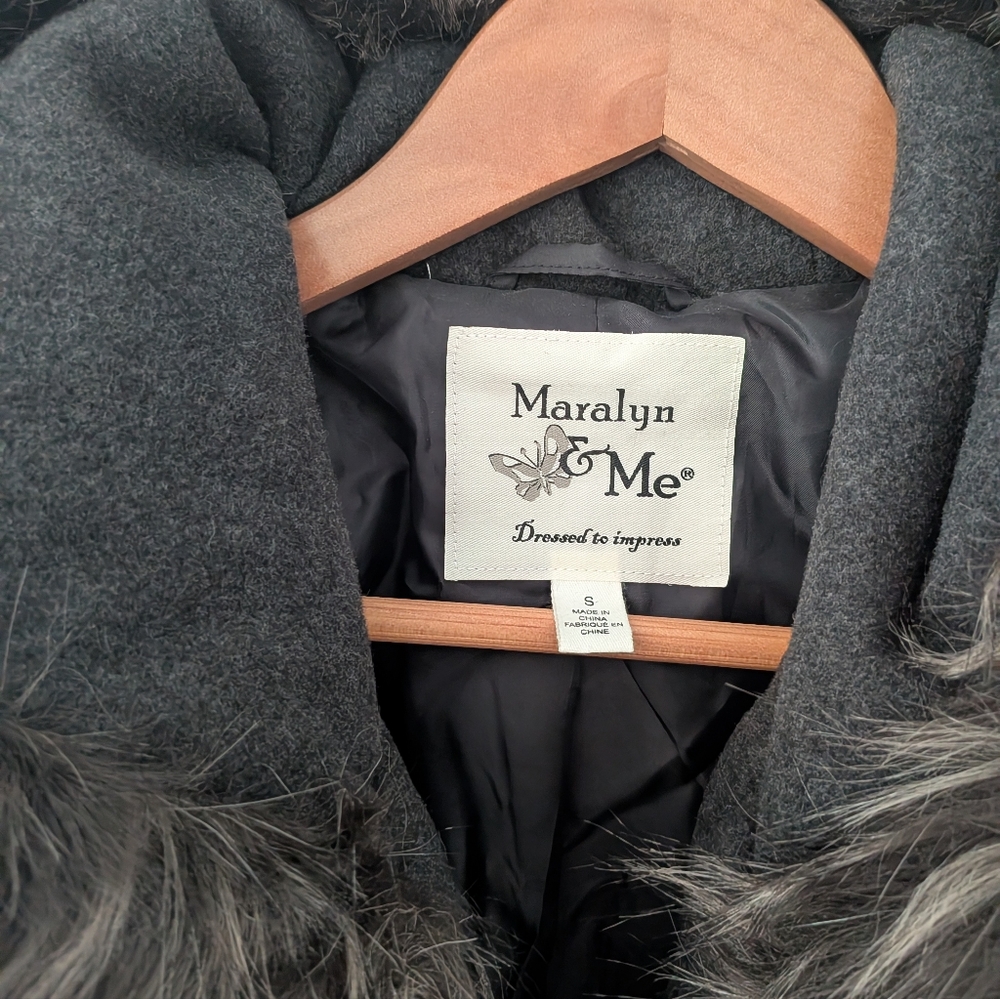 Maralyn & Me Grey Faux Fur Hooded Parka Jacket - Picture 10 of 10
